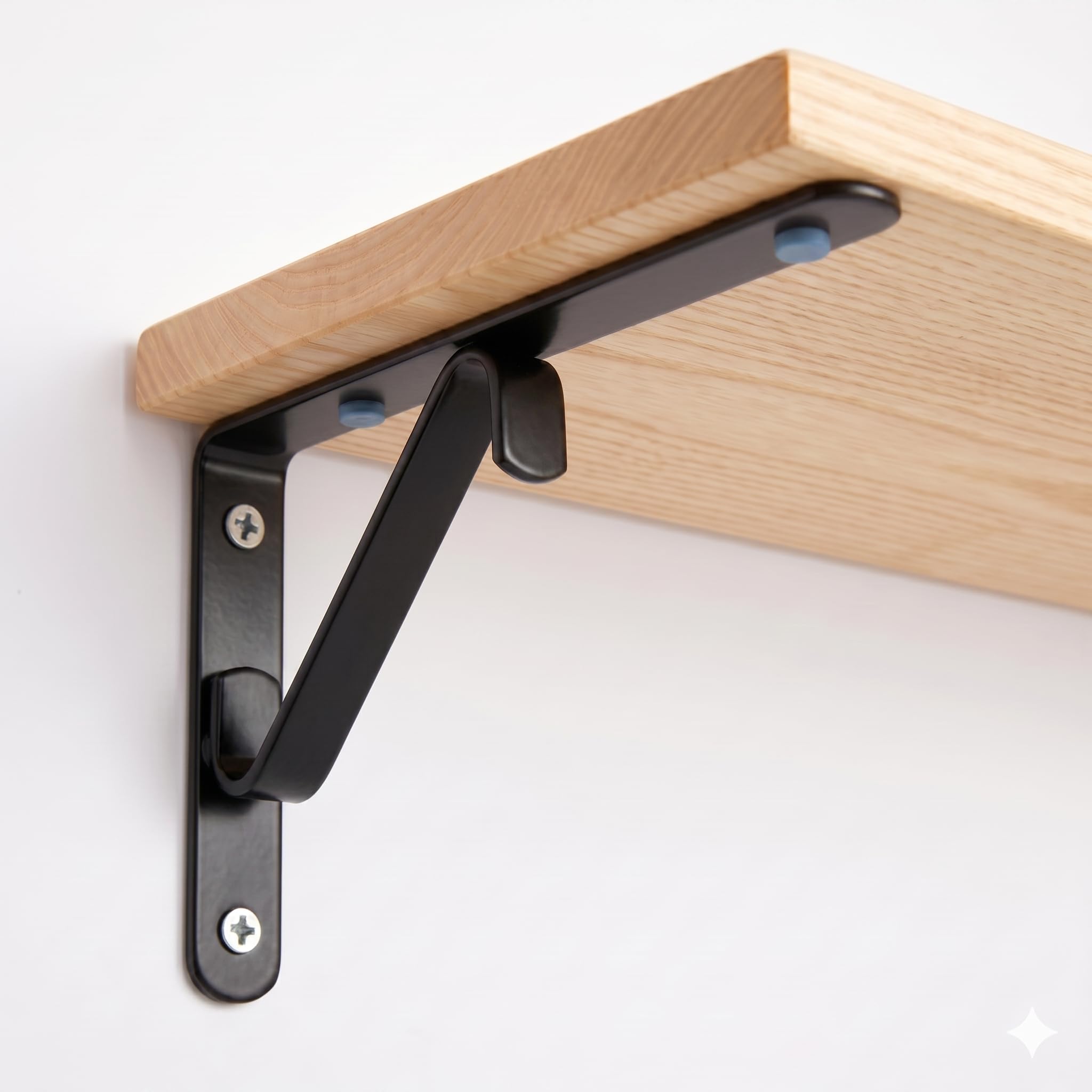 8″ 2PC Heavy Duty Metal Shelf Brackets –Black Powder Coated Wall Mount Supports, Rust‑Resistant Angle Brackets for Floating Wood & Glass Shelves, Kitchen Storage, Bookshelf, Rack 50 kg Load.-image-22