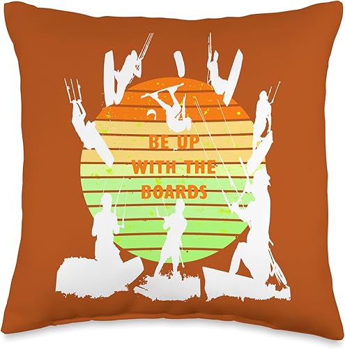 Miniatura 4 de Kitesurfers Be Up with The Boards Retro Style 10 Throw Pillow, 18x18, Multicolor