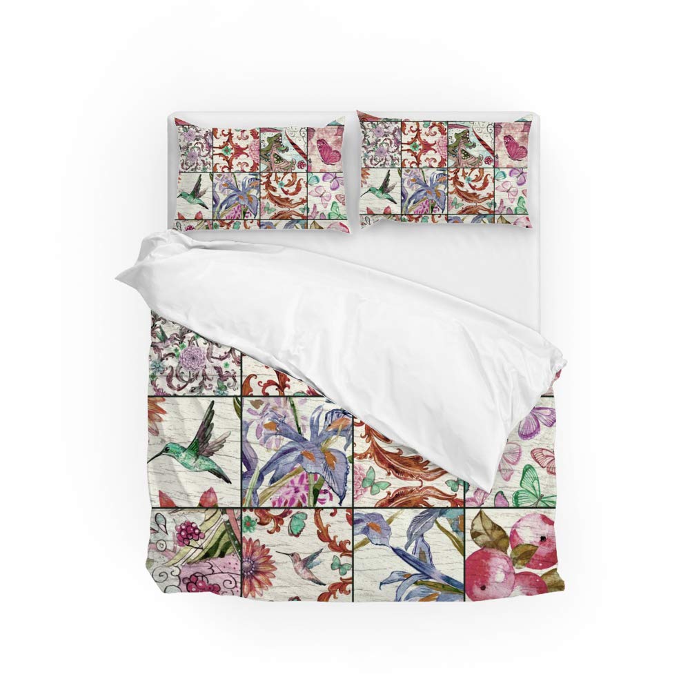 Parure de lit mosaïque rose en polyester ultra doux