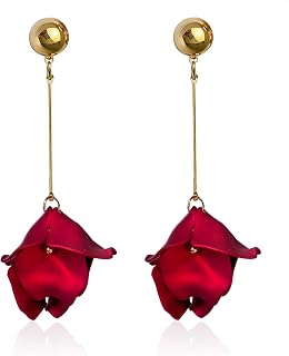 Acrylic Rose Petal Earrings Dangle Exaggerated Flower Earrings Drop Statement Multicolored Floral Tassel Earrings Valentine's Day Bridal Prom Gift