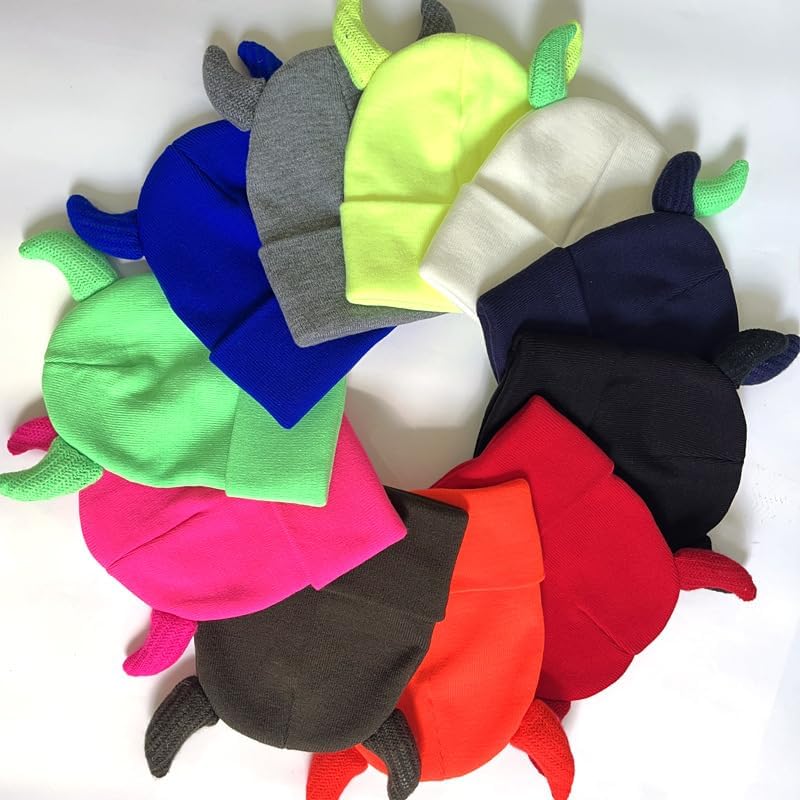 Devil Horn Beanie for Men Women Y2K Halloween Beanie Horns Emo Goth Accessories - Image 7