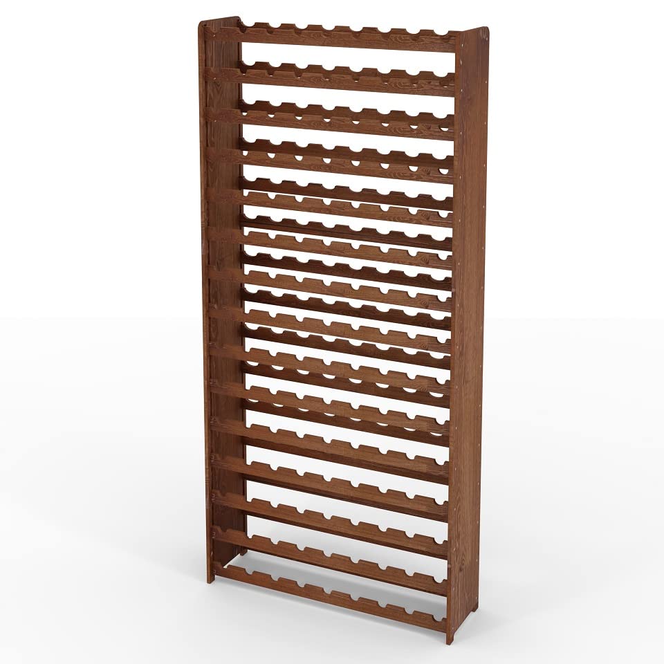 Lenmar Serie RW RW-3-135 Portabottiglie in Legno per Bottiglie Marrone RW-3-135 198x92x26.5 16 Letti per 135 Bottiglie Vino Portabottiglie - immagine 3