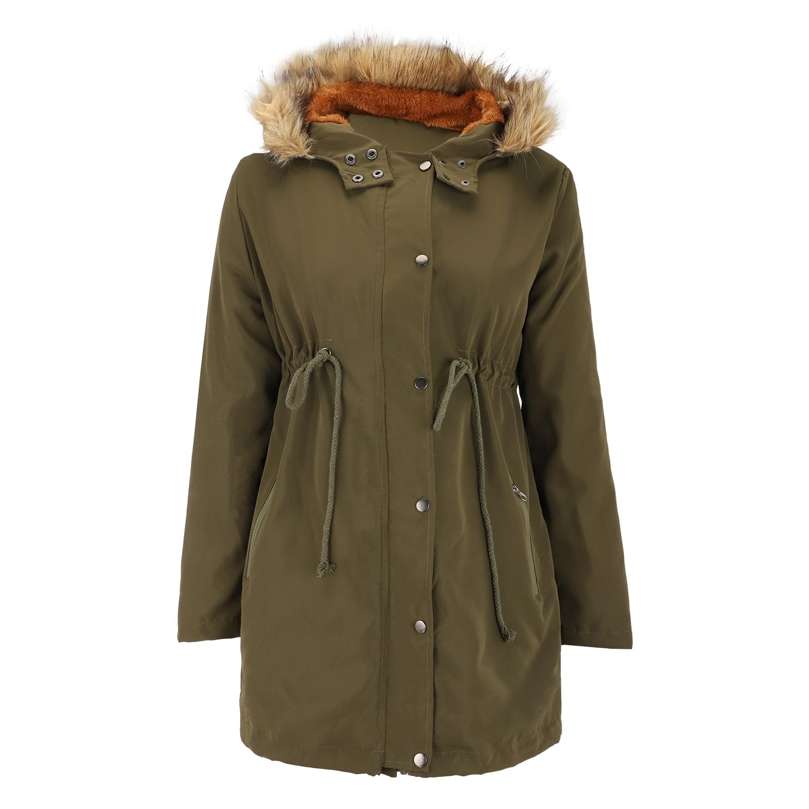 Chaqueta De Maternidad Con Inserción Para Bebé Versátil Abrigos De Algodón 3 En 1 Invierno Longitud De La Rodilla Con Cordón Ajustable Y Cuello De Piel Chaquetas De Invierno Cálido Chaquetas De