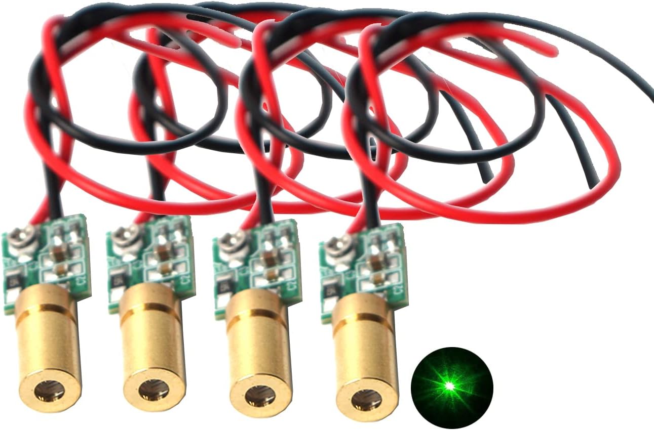 520nm green line laser module industrial laser module adjustable focus (6mm-point-4pack)