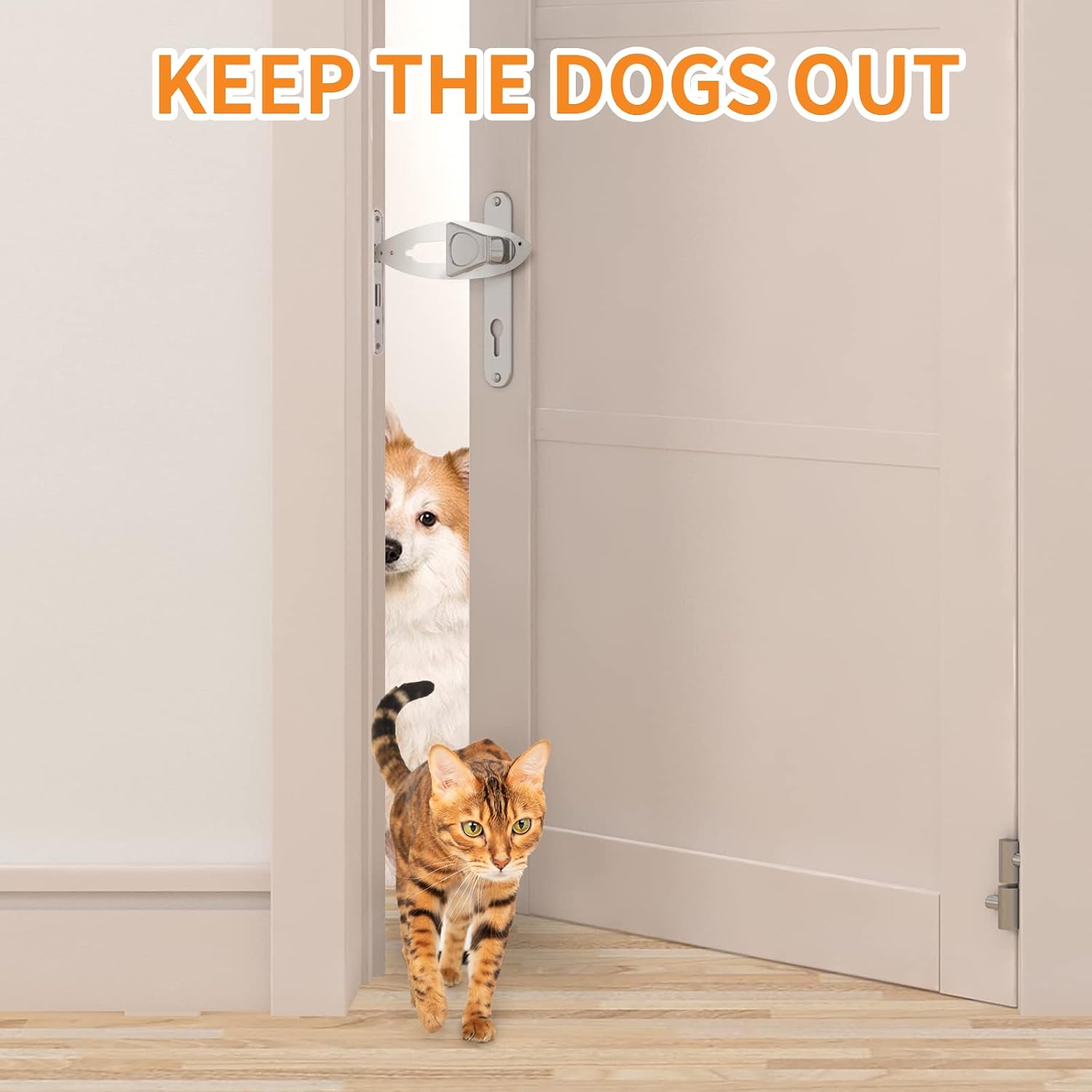 LIBBEPET Cat Door Holder Latch, 2 Pcs Cat Door Stopper with Adjustable Strap 2.5-6" Wide, Cat Door Alternative to Keep Dogs Out of Litter Boxes and Food, No Measuring, Easy to Install