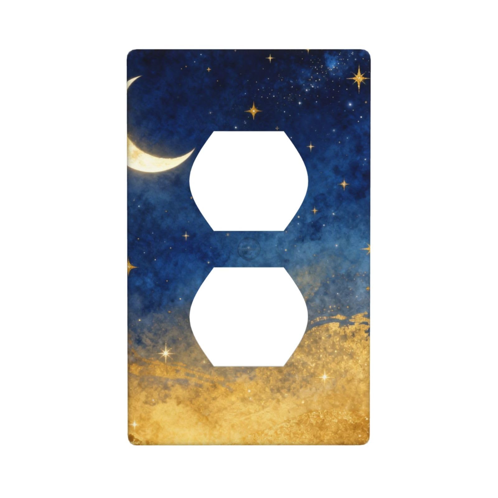 Crescent Moon Stars Decorative Switch Plate Cover-Unbreakable Polycarbonate Wall Plate for Home Office, 1 Gang with Screws
