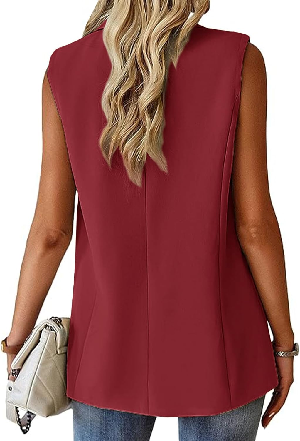 Sleeveless Blazer Vest for Women Winter 2026 Fashion Casual Lightweight Open Front Work Office Blazer Jackets with Pockets - Image 3