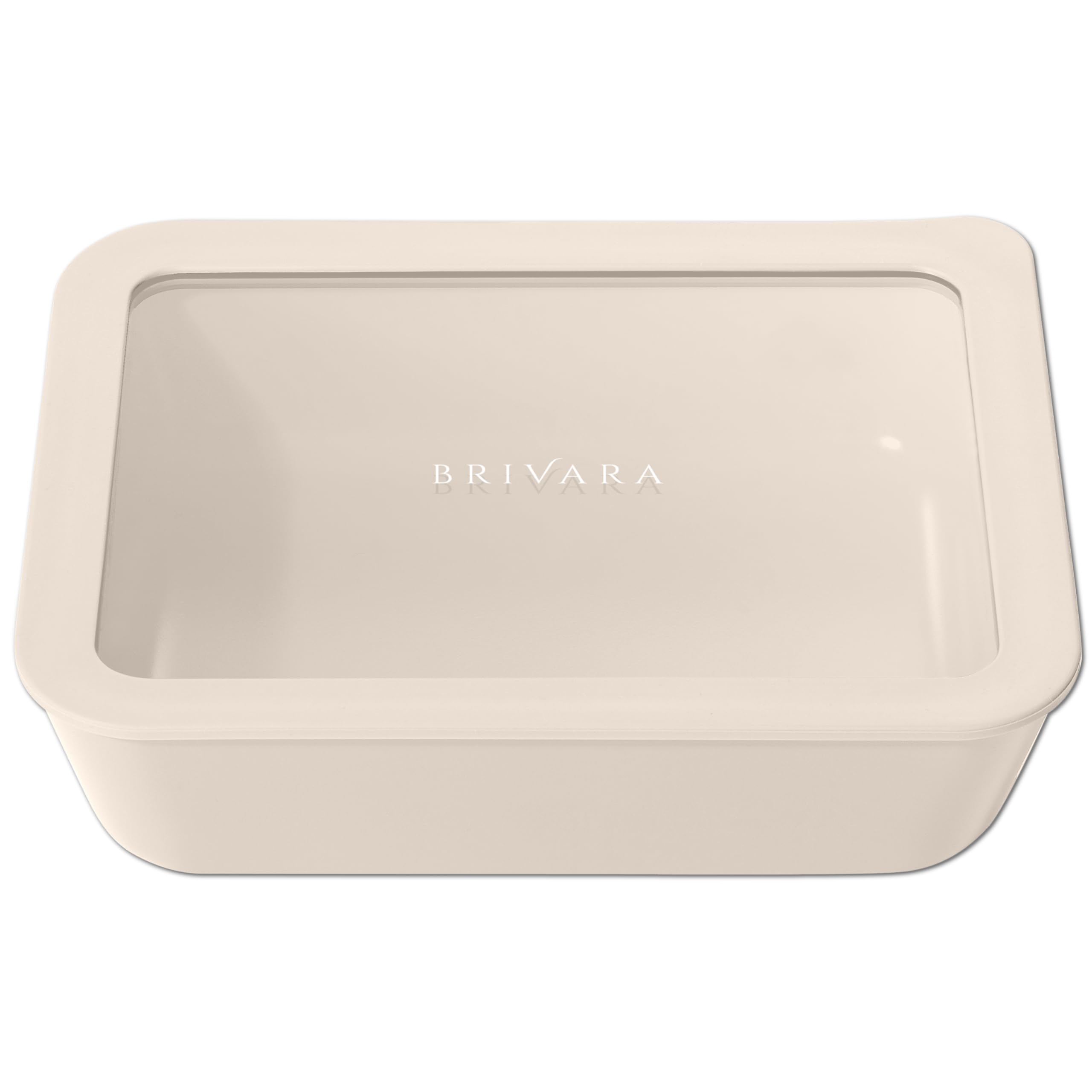 Glass Food Storage Container &amp; Lid, 6-Cup Rectangle, Crema