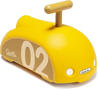 Ginetta Toddler Ride On Toy for Toddlers & Kids, Indoor & Outdoor Use, Safe Design, Sturdy Child Safe Wheels, 1-4 Years, Made in Italy (Yellow)