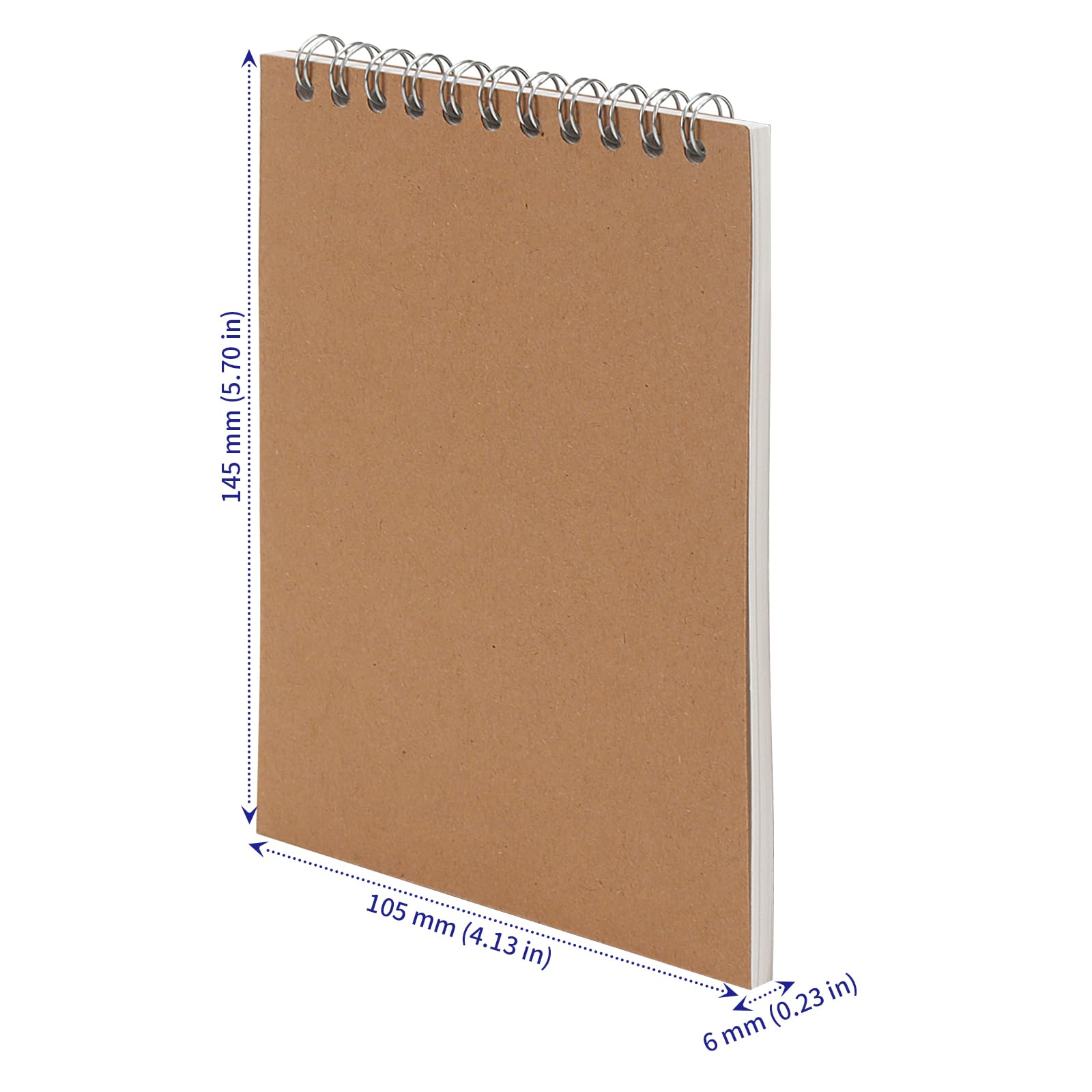 SOUJAP - Cuaderno de bocetos en espiral (A6, 60 hojas/120 páginas, cuaderno de dibujo en espiral, cuaderno de dibujo kraft con encuadernación superior para bocetos, dibujo y escritura