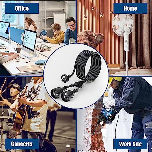 image for MKSENSE Power Extension Cord 3M, 1-to-2 Grounded Double Outlet, 2500W,