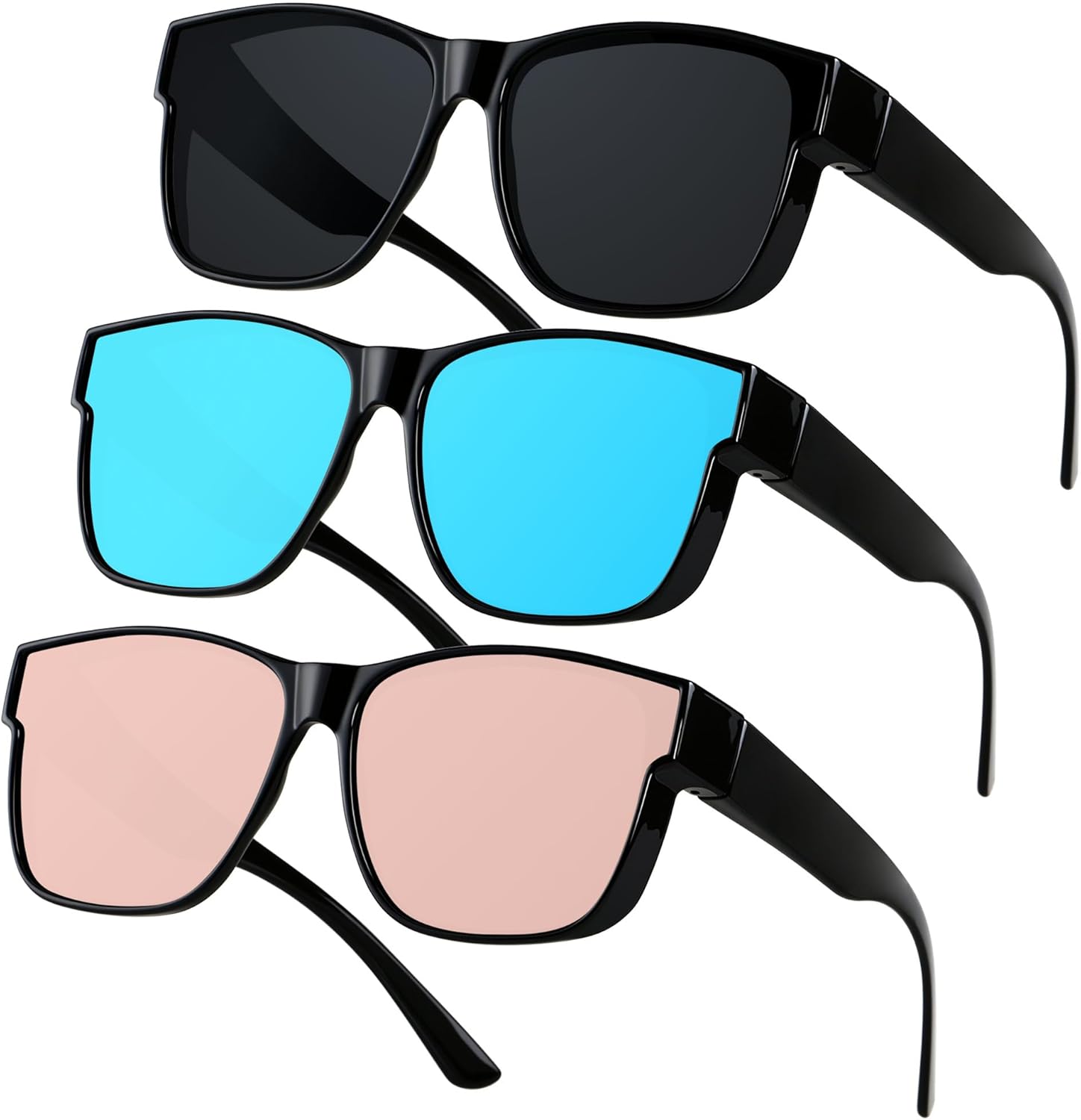 ANDWOOD Fit Over Glasses Polarized Sunglasses for Women Men Oversized Square Shades UV400 Protection