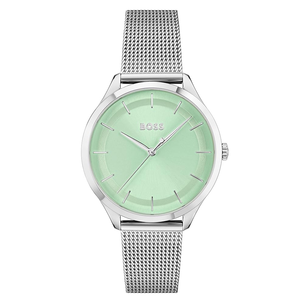 BOSS Pura Qtz Basic Slim Green Round Dial Womens Watch|Stainless Steel Material|Silver Color Band - 1502636 (B09R9735BP) Amazon Price History, Amazon Price Tracker