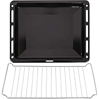 ICQN 45,5 x 37,5 cm teglie e set griglia | Leccarda smaltata profonda 3 cm e griglia