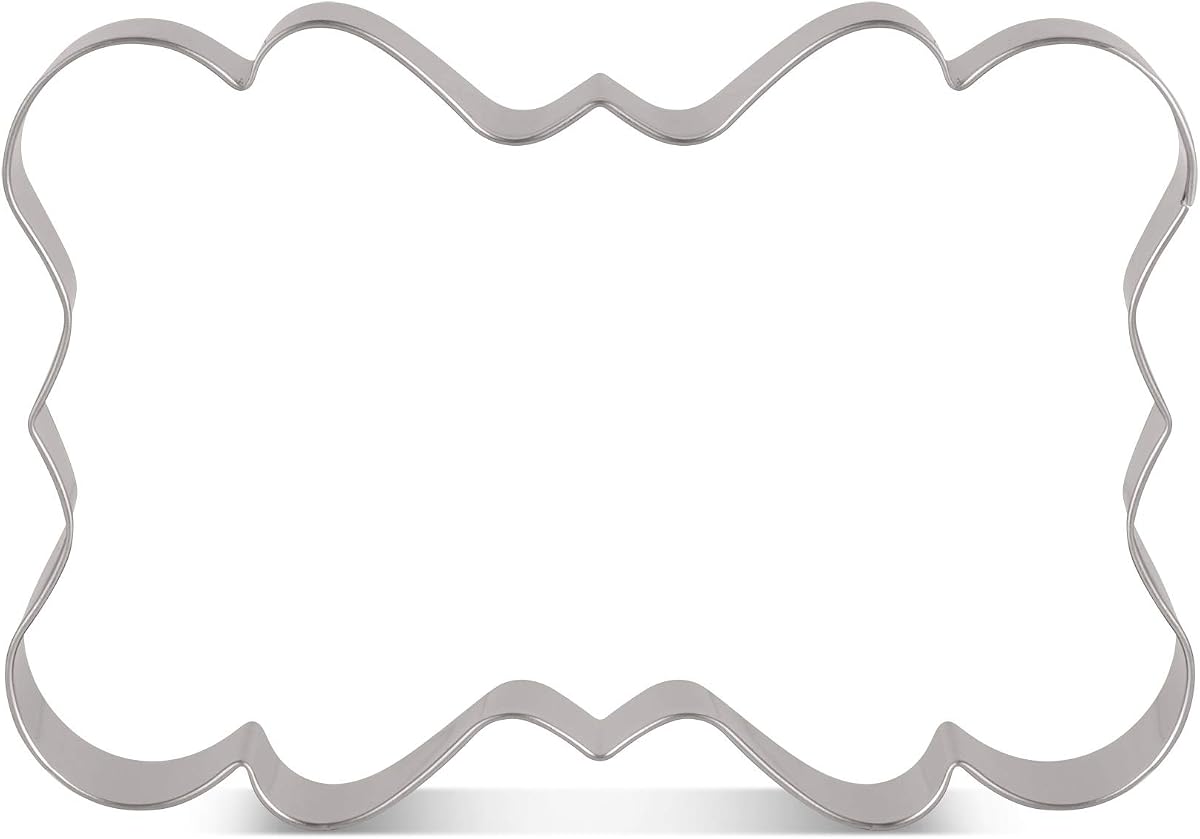 LILIAO Large Fancy Plaque Cookie Cutter Frame Sandwich Cutter, 5 x 3.6 inch | Decent Size, Simple Classic Shape, Premium Stainless Steel, Durable for Repeated Use, Dishwasher Safe, For Dough & Fondant