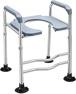 Toilettensitzerhöhung mit Armlehnen, WC Sitzerhöhung Toilettenstuhl für Senioren mit verstellbarer Höhe, 350lb Handicap WC- Riser, Erhöhter Toilettensitz mit Saugnäpfen (Standard Sitzkissen)