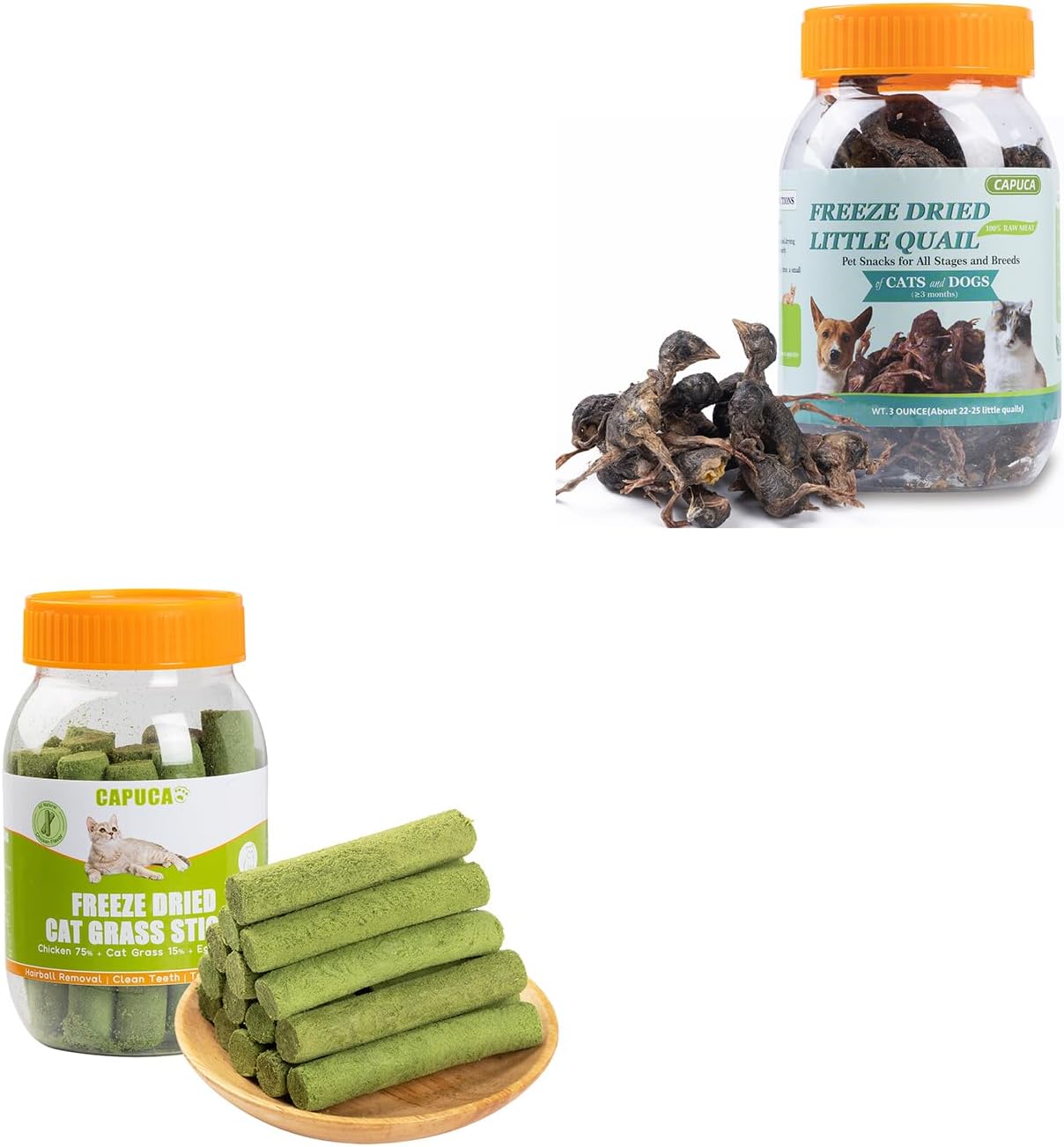 Freeze Dried Cats Treats Little Quail and Cat Grass Teething Stick