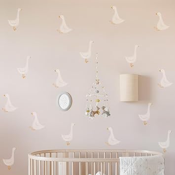 40 Pcs Silly Goose Wall Decals for Nursery, Peel and Stick PVC Watercolor Stickers, Boho Little Silly Goose Decor for Kids Bedroom, Playroom