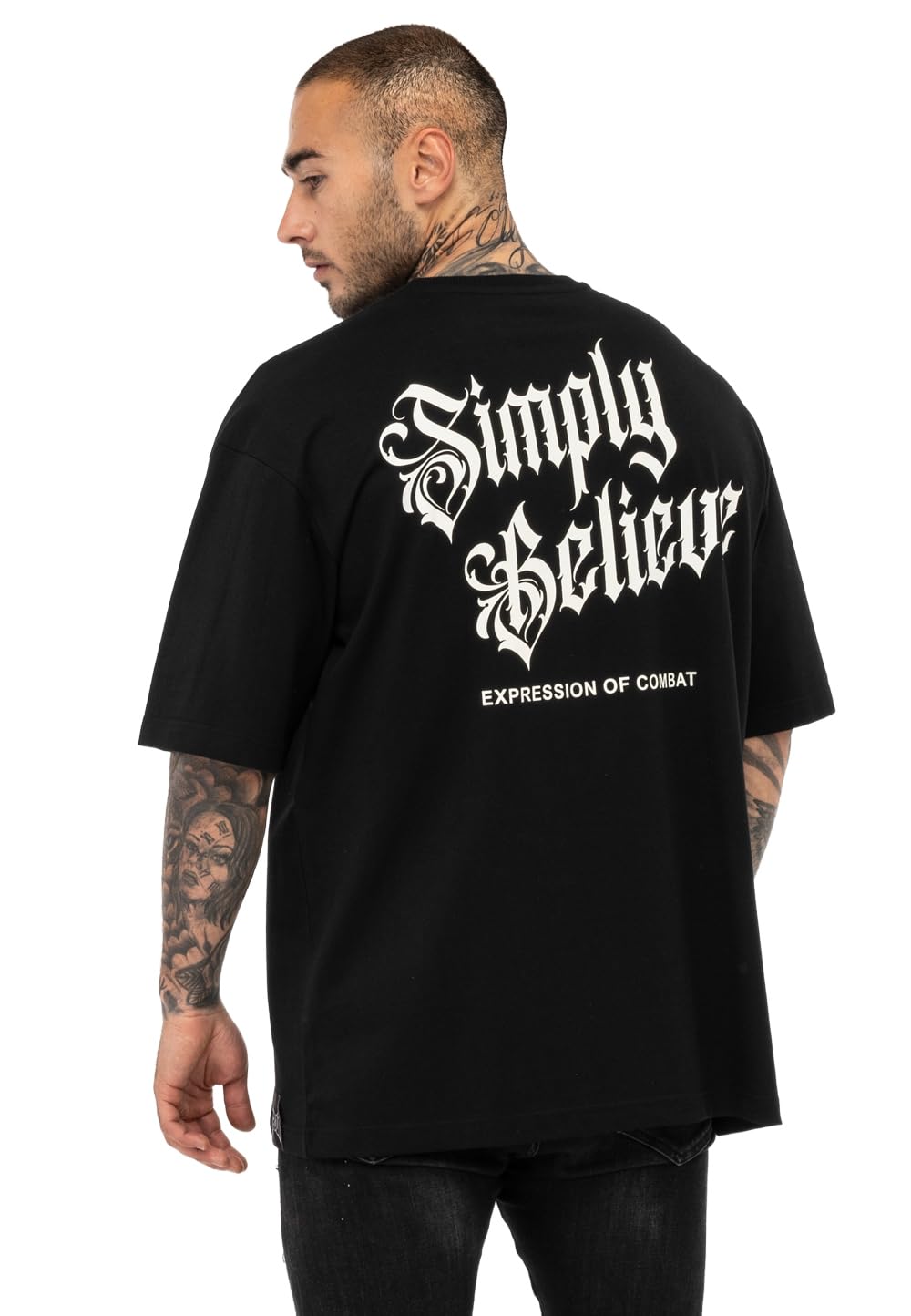 Tapout Men's Simply Believe T-Shirt, Black/White, S