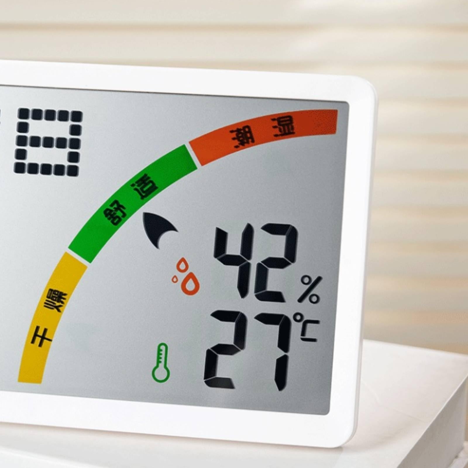 Sharplace Digitaluhr mit Temperaturanzeige digital digitaluhr mit Luftfeuchtigkeitsmesser modern Tischuhr Kalender für Senioren, Schlafzimmer, Weiß
