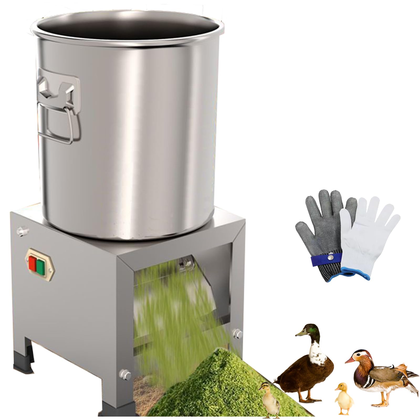 Procesador de alimentos comercial, picador de verduras multifuncional de 3500 rpm, acero inoxidable, puerto de alimentación grande, rallador profesional para alimentación de animales