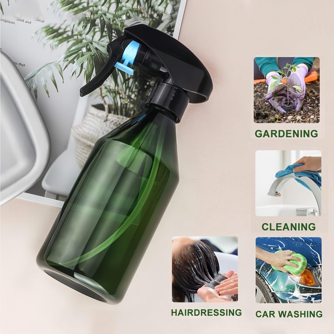 Yebeauty Spruzzatore Per Piante 300ml: Flacone Spray Ricaricabile In Plastica Verde, Per Nebulizzare Foglie E Pulizie Domestiche - 2
