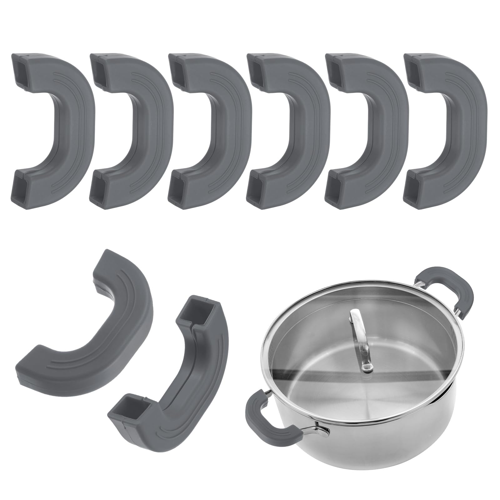 M METERXITY 8-Pack 3.2 Inch Silicone Pot Handle Covers, Gray