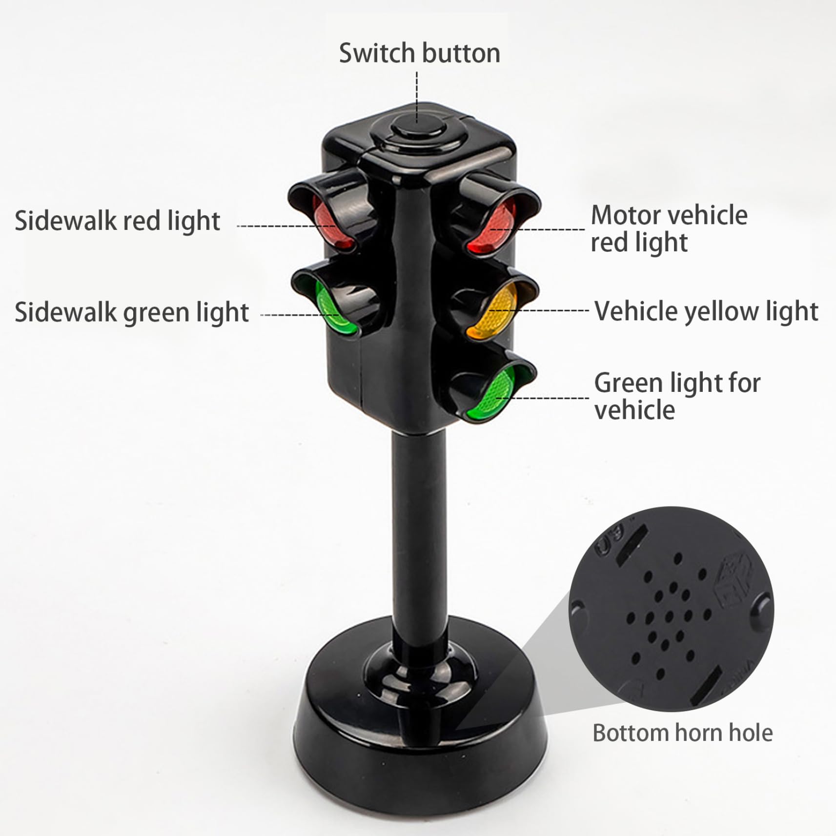 Feux de circulation pour les enfants, panneaux de pancarte de la circulation Signes de circulation pour enfants 3 pcs 4,7 pouces mini panneaux routiers, feux de circulation de jouets à LED avec son