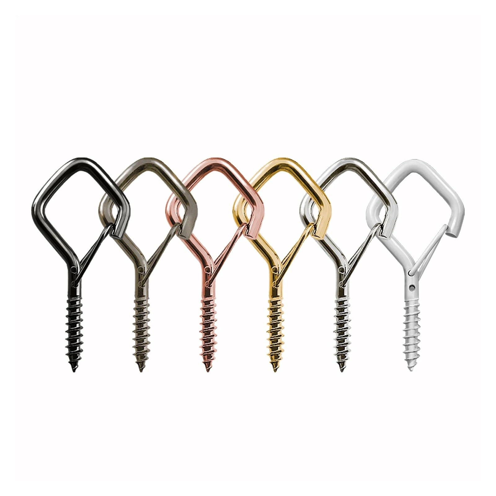 QXCIVR 5-60Pcs Square Snap Safety Hooks Multiple Color Hook Sturdy Anti-Drop Hanging for Fixing String Lights Hanging Potted Plants Symmetric 0-100 * 300mm 0.1(Silvery,30pcs)