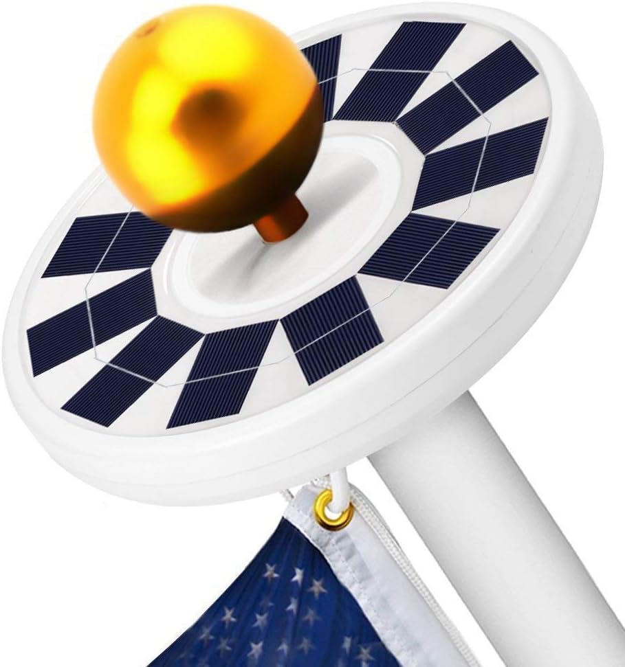 48 LED Solar Flag Pole Light, Super Bright Flag Pole Light Solar Powered Night Light-Flag Downlight for Most 15 to 25 Ft Topper Auto On/Off, Weatherproof &Energy Saving
