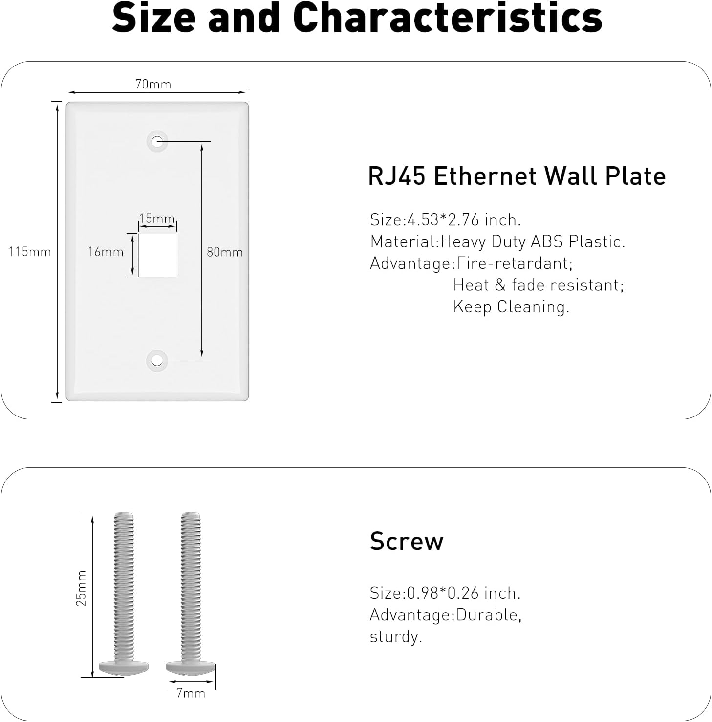 1 Port Keystone Wall Plate, 10-Pack Single Gang Matte Wall Plates for RJ45 Keystone Jack and Modular Inserts, White
