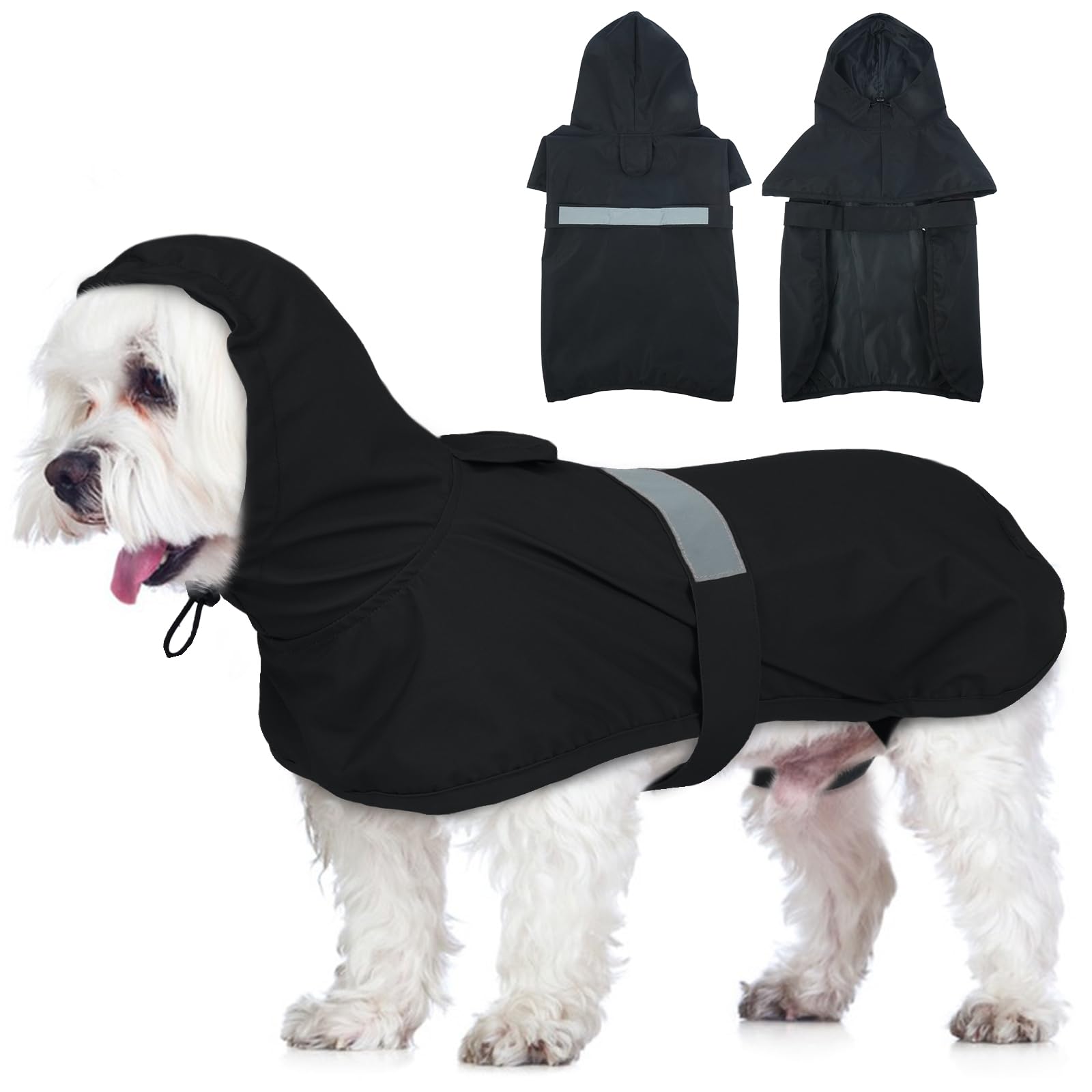 Lelepet Dog Raincoat, Waterproof Rain Coat for Small Dogs Windproof Poncho with Adjustable Rear Legs Straps