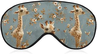 Cute Funny Giraffe Flower Sleep Mask Eye Masks Soft Blackout Eye Shade Cover Blindfold Eyeshade for Deep Rest Travel Nap