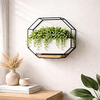 IRYL Wall Planter for Indoor Plants - Ceramic Wall Hanging Planter Set with Bamboo Tray & Hooks - Decorative Wall Plant Holder - Modern Wall Planters for Vertical Garden Home Decor - Black