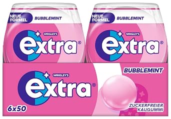 Extra Bubblemint 12 Tins of 50 Dragees I Chewing Gum I Sugar Free I Fruit and Mint Flavour