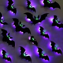 DIYASY 30 Pcs Halloween Light up Bats Wall Decor, Large 3D Bat Stickers