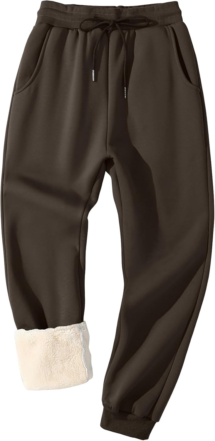 Flygo Men's Fleece Lined Sherpa Sweatpants Winter Warm Pants Jogger Lounge Athletic Pant with Pockets