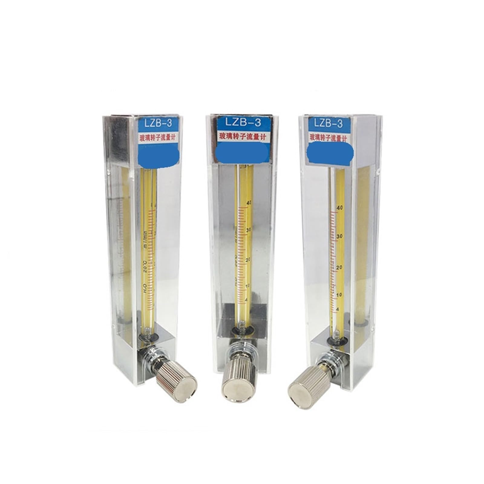 1 Stück Flüssiggas Luftpaneel Gas Luft Durchflussmesser Rotameter mit Steuerventil (Gas, 0,3 - 3 l min)