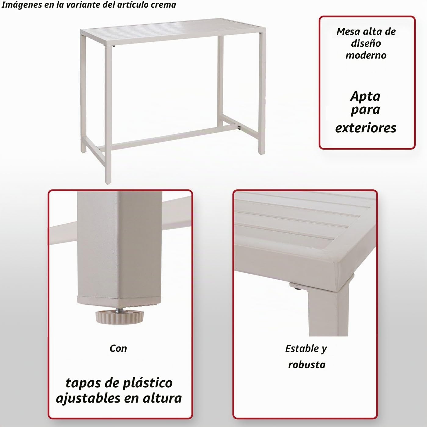 Mendler Mesa alta HWC-P91, mesa de jardín, mesa de bar, exterior, metal, 105 x 130 x 65 cm, color verde