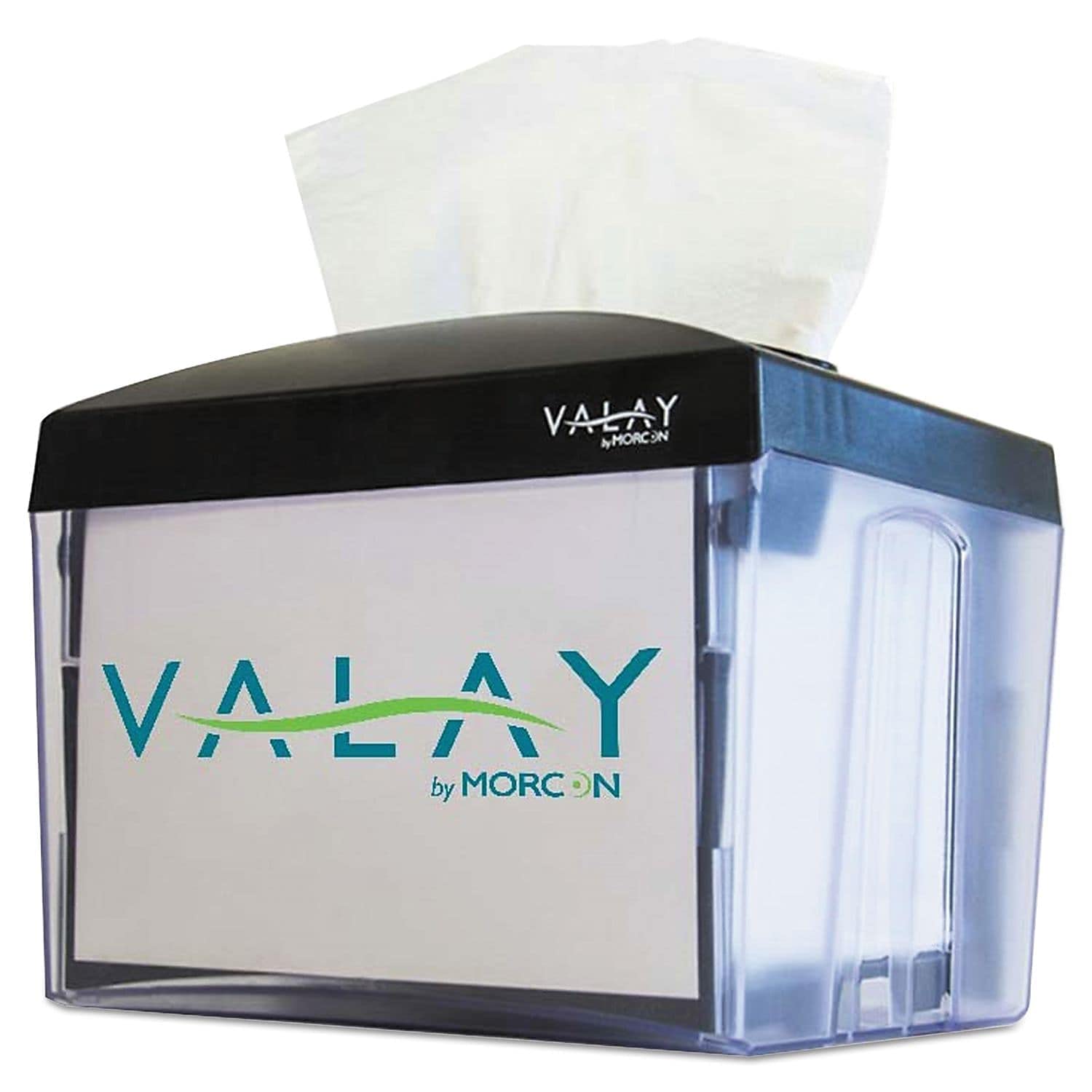 Dispensador de servilletas de papel entredoblado en color negro, de 16,5 cm de alto x 15,8 cm de ancho x 20 cm de profundidad, color negro, de Morcon
