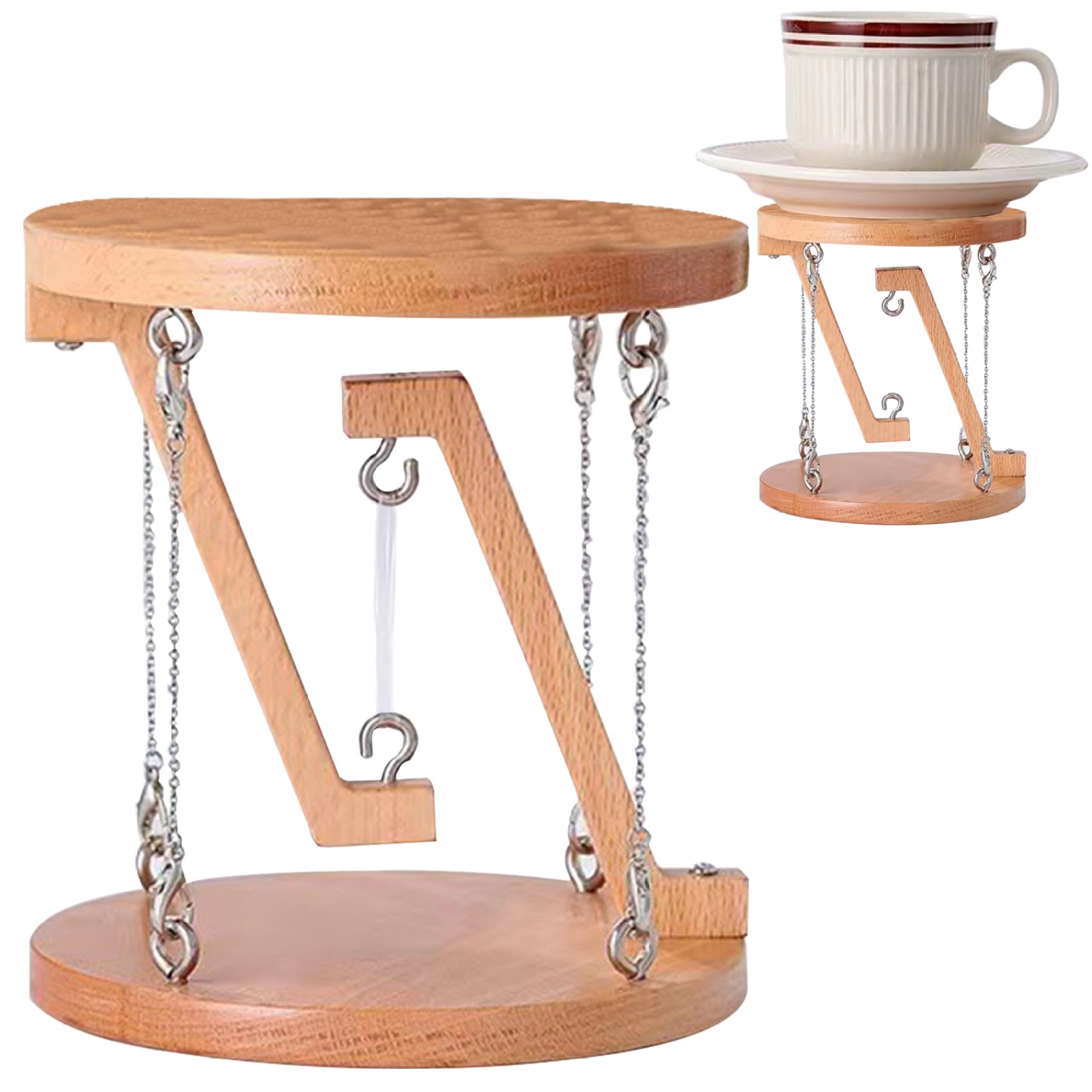 Perodlly Tensegrity Sculpture Wooden Novel Tensegrity Table 4.7x5.1in Structure Decorative Model for Home, Wooden Color