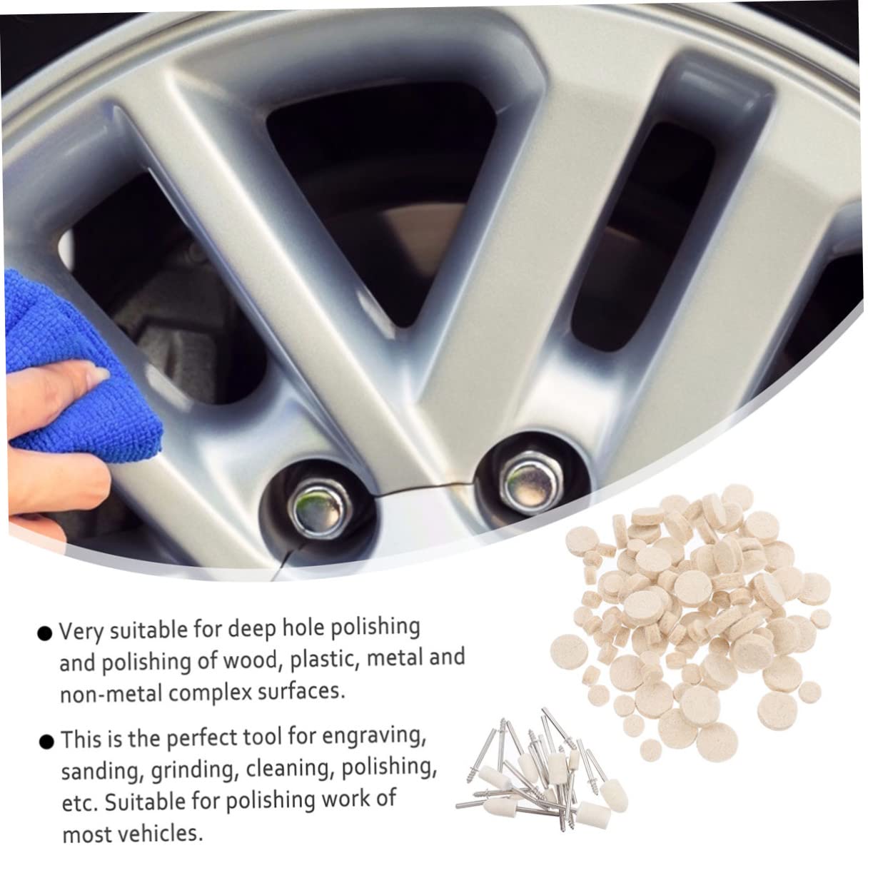 1set Wool Buffing Wheels Mandrel Kit Polishing Tools for Rotary Tools for Molds Electronics Jewelry and More
