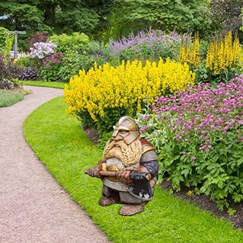 POPG Estátua de gnomo anão Viking Victor nórdico, estatuetas de resina para decoração em miniatura d