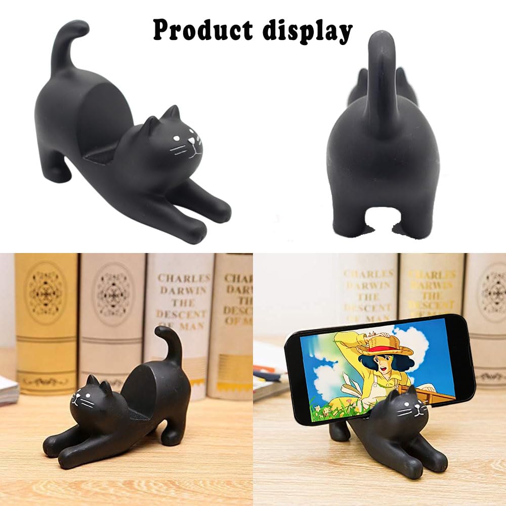 2 Portacellulari Da Tavolo A Forma Di Gatto - Supporto Carino Per Smartphone - Decorazione Per Casa E Ufficio - Foto 4