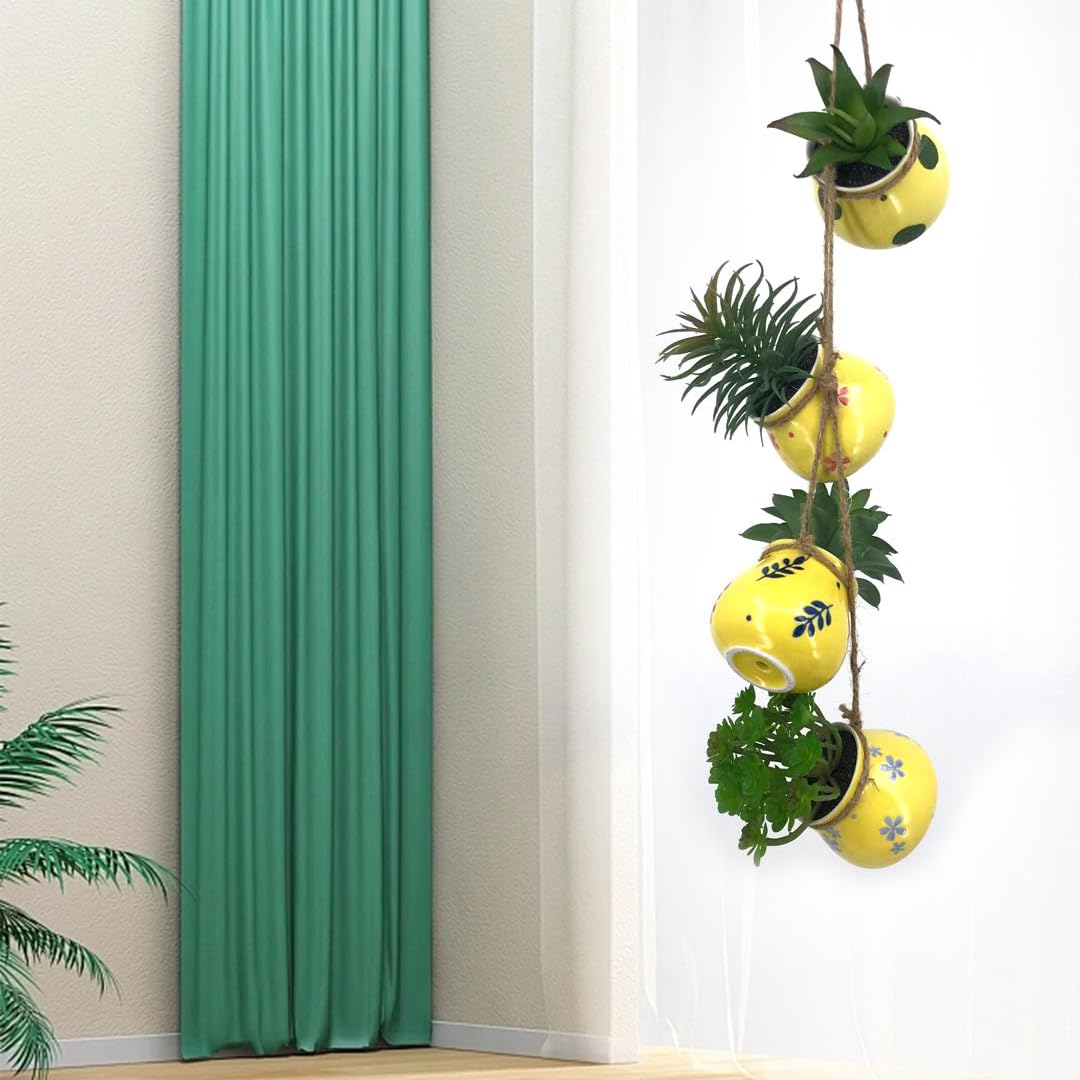 PASCH Set di 4 piante grasse artificiali come in vasi in ceramica dipinti a mano: piante grasse artificiali, decorazione per soggiorno, pianta decorativa per ufficio, pianta artificiale, piccola