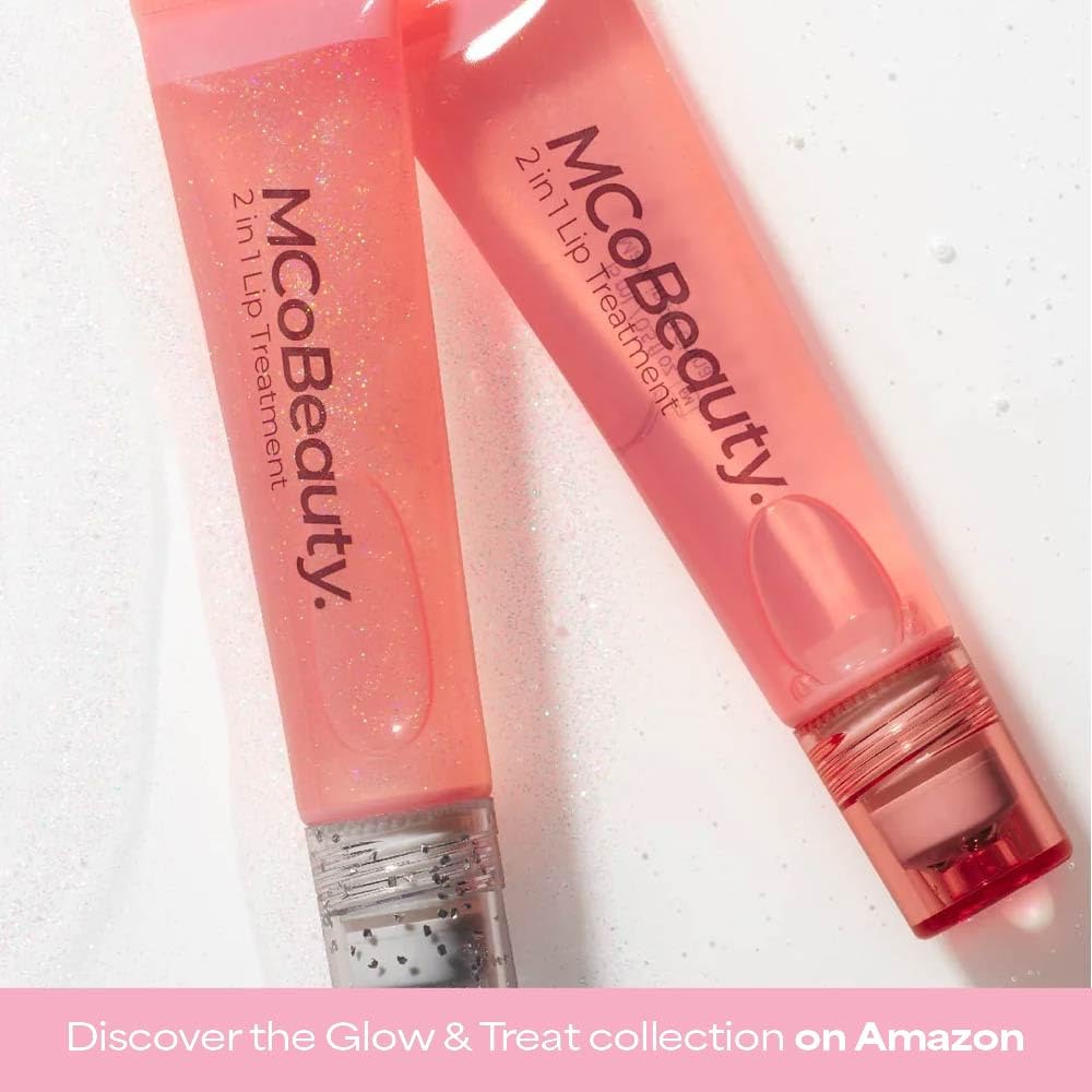 MCoBeauty Glow and Treat 2-in-1 Lip Treatment - Berry | Tinted Lip Oil with Squalane, Glossy Moisturizing Lip Balm for Dry Lips, Vegan & Cruelty Free