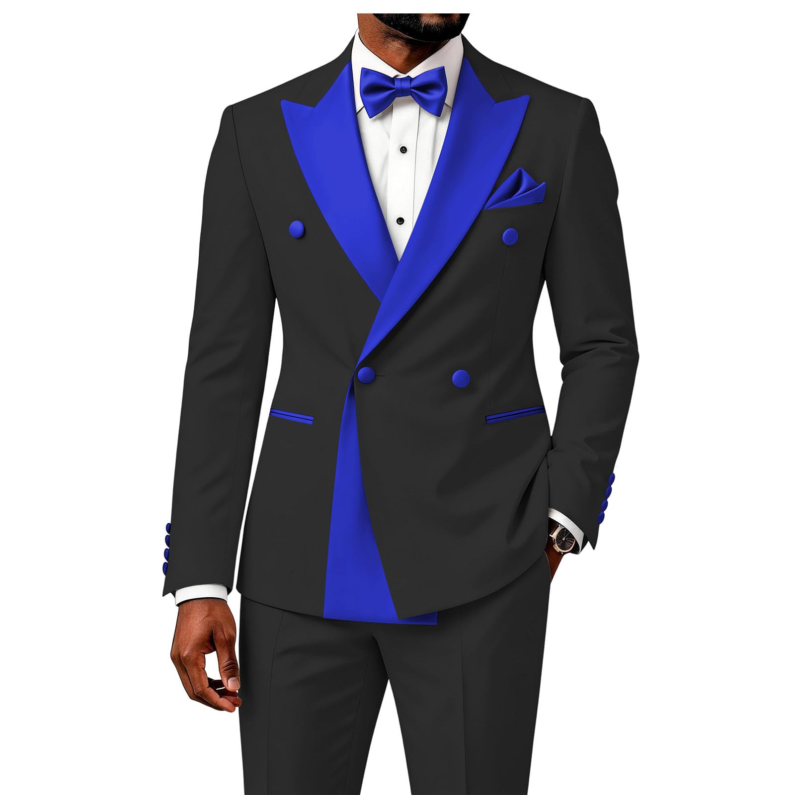 2 Piece Double Breasted Suit for Men Blazer Pants Tuxedo for Wedding Prom