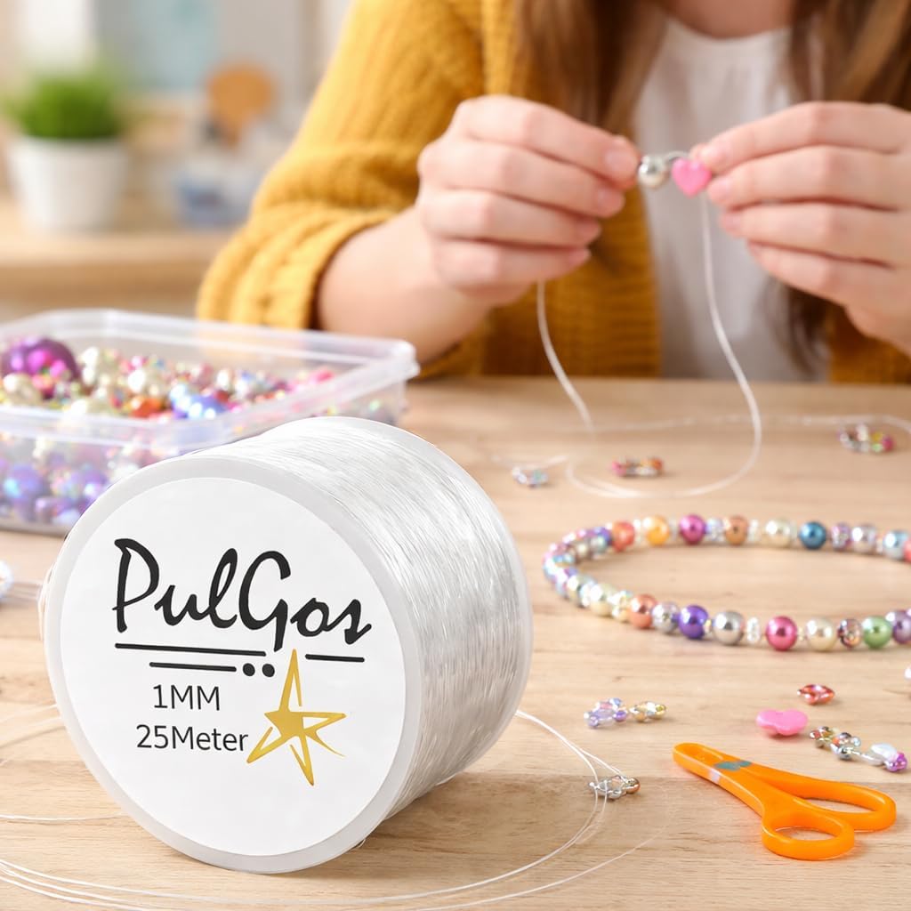 PulGos πππ-1.0mm Clear Stretchy Elastic Cord |Round Beading Thread for Bracelet, Necklaces DIY Handmade Jewelry Making |Strong & Durable Spool for Crafting Flexible String for Beads & Accessories 2
