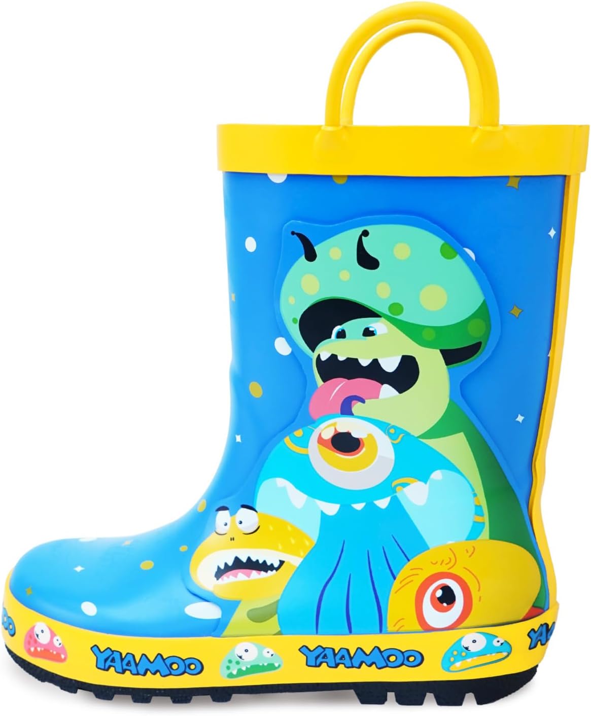 Toddler Rain Boots with Easy-On Handles – Waterproof Lightweight Non-Slip Rubber Boots for Boys & Girls, Cute Cartoon Patterns