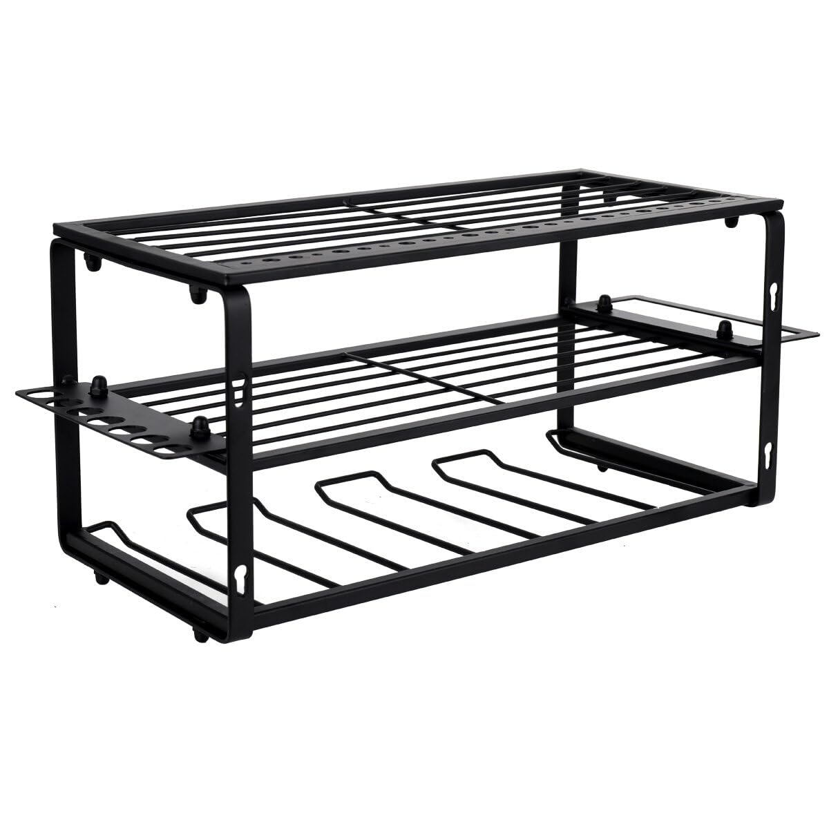 Tabodd 3 Tray Electric Drill Storage Rack, Wall Mount Drill Holder Charging Station Power Tool Organizer Storage Rack Cordless Battery Tool Shelving With Side Screwdriver Rack For Garage, Workshop